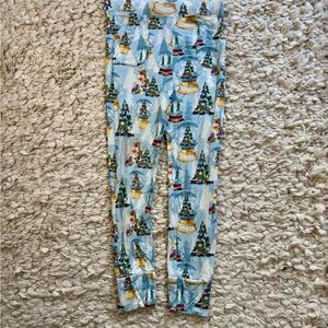 Kids Tiny Roots Blue Green Christmas Tree Snow Globe Bamboo Pajama Bottoms 10